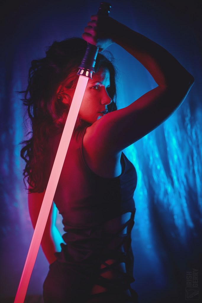 red pink light saber girl